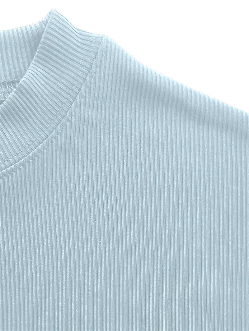 Men’s Slim Fit High Neck T-Shirt – Short Sleeve Tee
