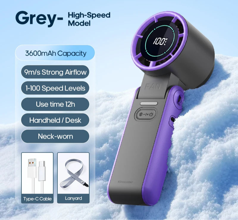 Portable Rechargeable Handheld Fan – 12-Hour Mini Cooling Fan with Adjustable Speeds