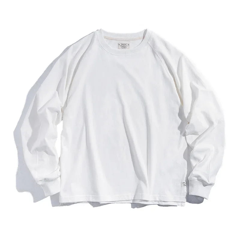 Structured Heavy Cotton Long Sleeve T-Shirt – Premium Fit Men’s Crew Neck Top