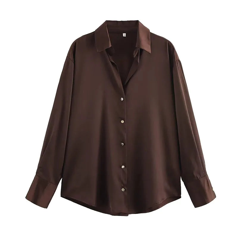 Sorrel Satin Button-Up Shirt – Effortless Work to Evening Elegance