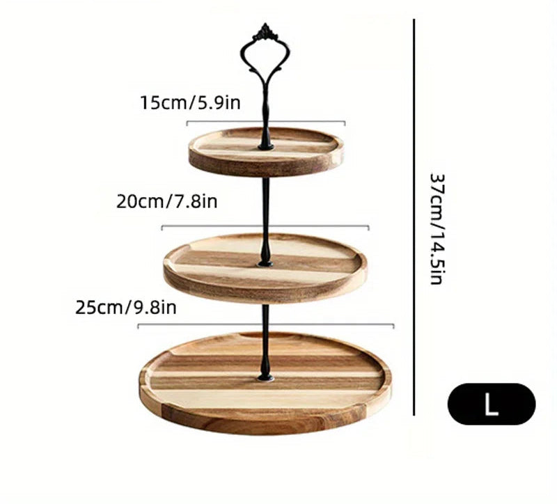 Wooden Tiered Cake Stand – 2 or 3 Tier Round Dessert Display Tray for Afternoon Tea, Wedding or Party