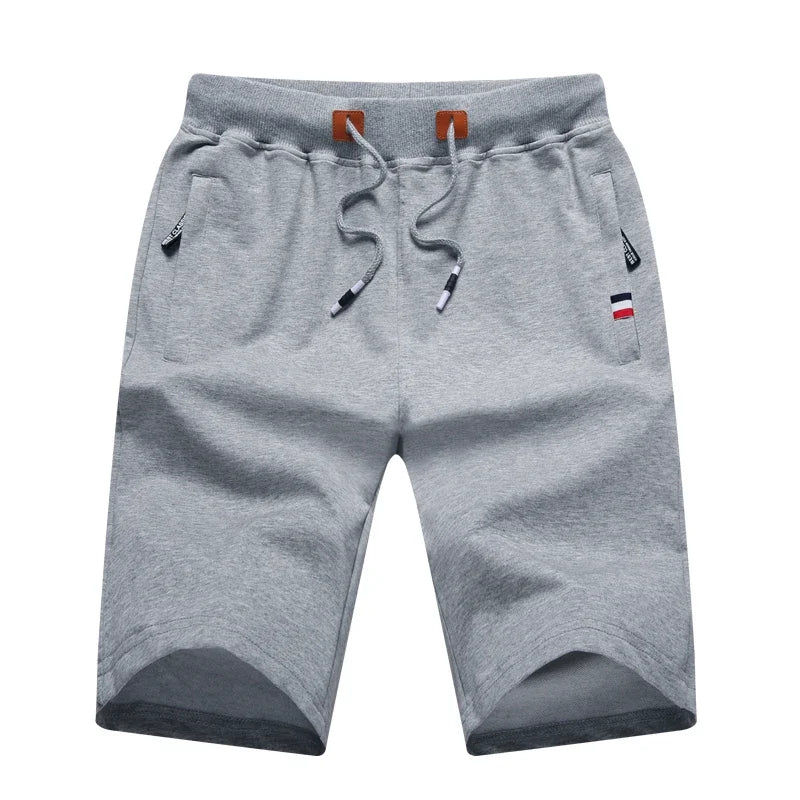 Men’s Summer Cotton Drawstring Shorts – Casual Knee-Length Bermuda Shorts in White, Black, Navy, Grey & Green