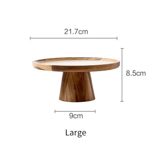 Natural Wood Cake Stand – Round Dessert Display Plate for Serving, Baking & Home Table Decor
