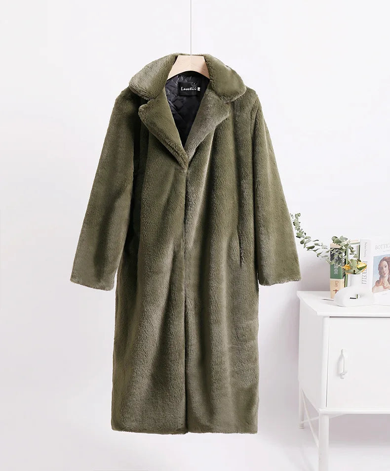 Celia Faux Fur Long Coat-Luxe Winter & Occasion Outerwear