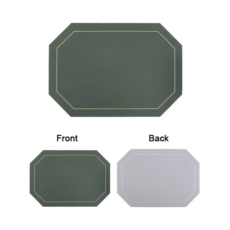 Modern Leather Octagon Placemats – 1/2/4/6 Set Of Reversible Easy-Clean Dining Table Mats in Multi Colours