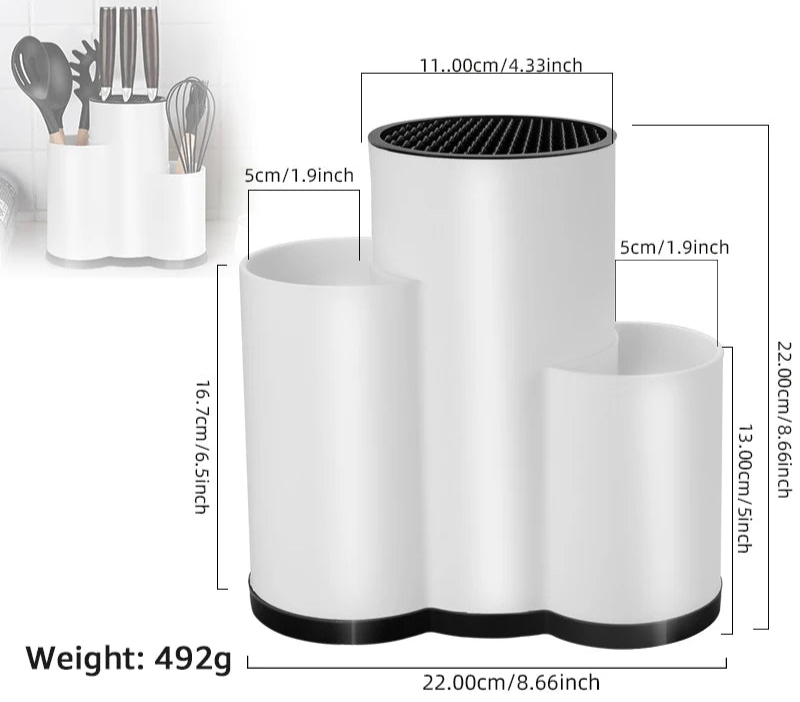 Kitchen Utensil Holder – Multi-Section Countertop Caddy for Cooking Tools & Knives