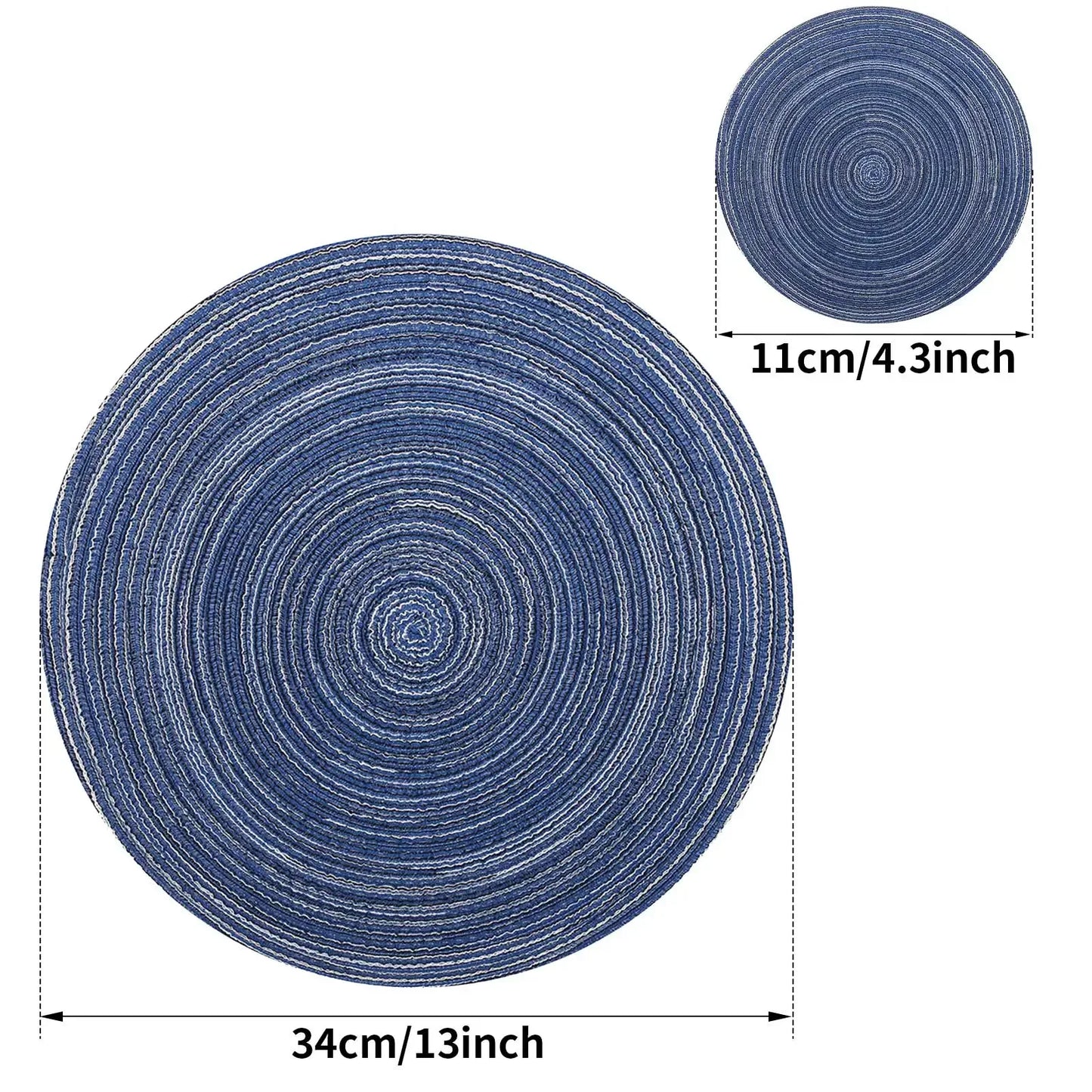 Woven Round Placemats and Coasters Set – 6-Piece Dining Table Mats