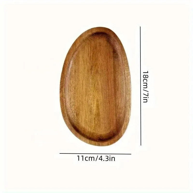 Acacia Wooden Serving Tray – Natural Solid Wood Snack & Food Platter for Coffee, Tea & Appetisers