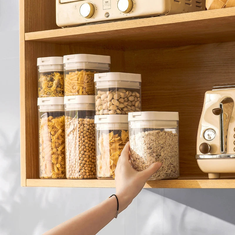 Airtight Food Storage Container – Clear Plastic Kitchen Container with White Lid for Pasta, Cereal, Rice, Snacks & Pantry Organisation