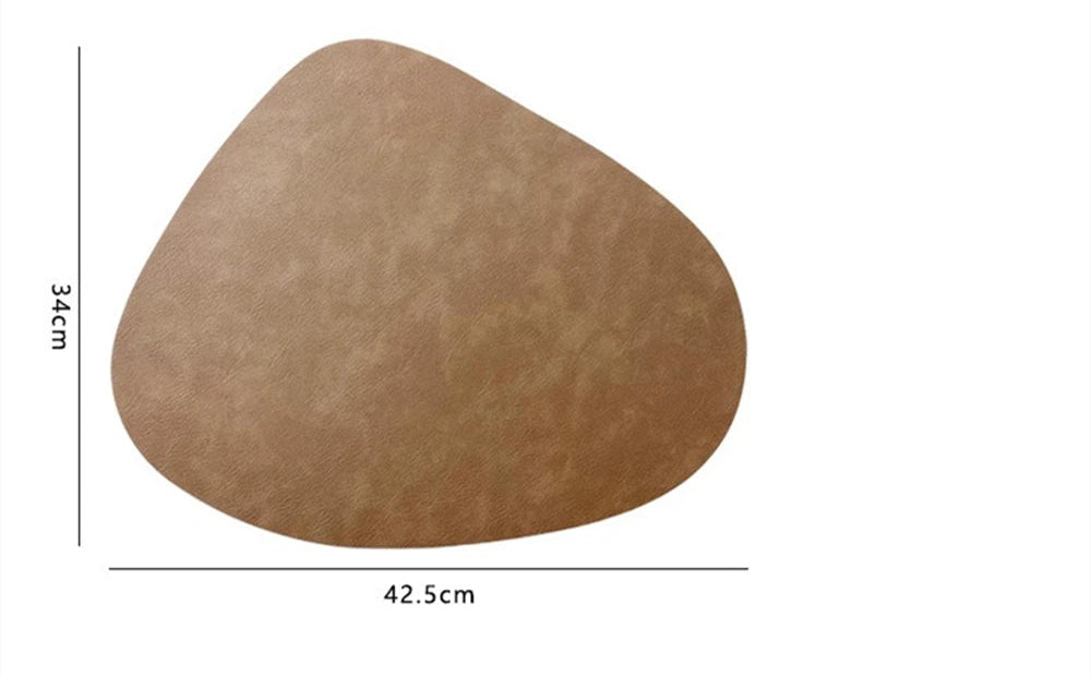 Nordic Style Dual Colour PU Leather Table Mats – 4 Piece Irregular Shape Dining Set