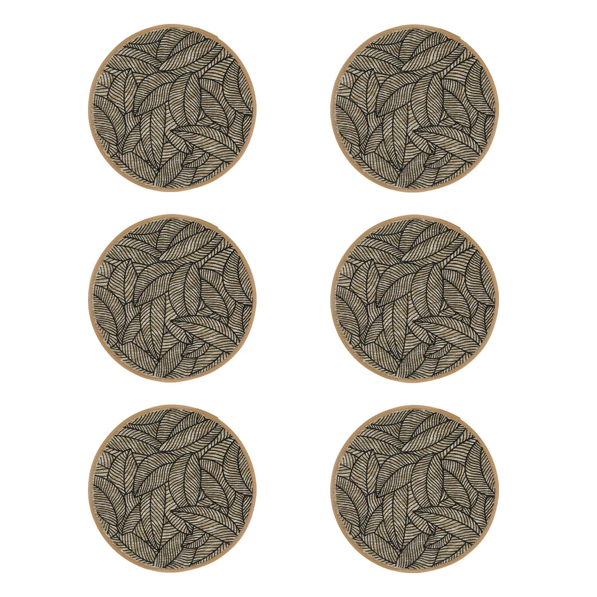 Boho Leaf Pattern Round Placemats for Dining Table – 2/4/6/8 Set Decorative Heat Resistant Table Mats