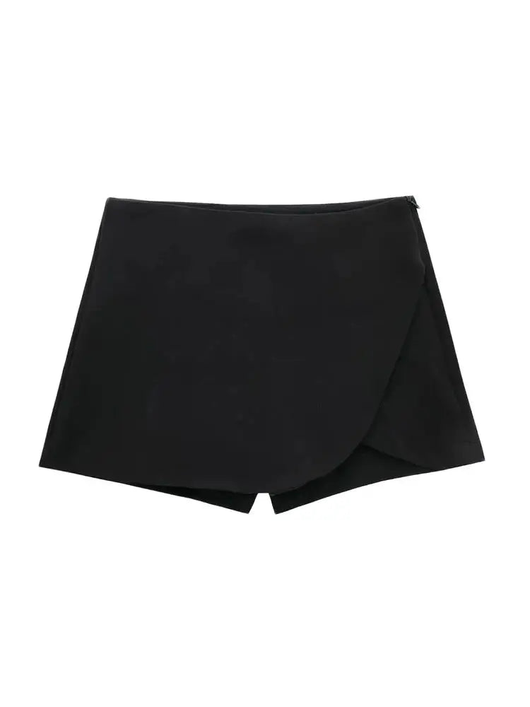 Eliora Asymmetric Mini Skort – High Waisted Tailored Wrap Shorts in Multiple Colours