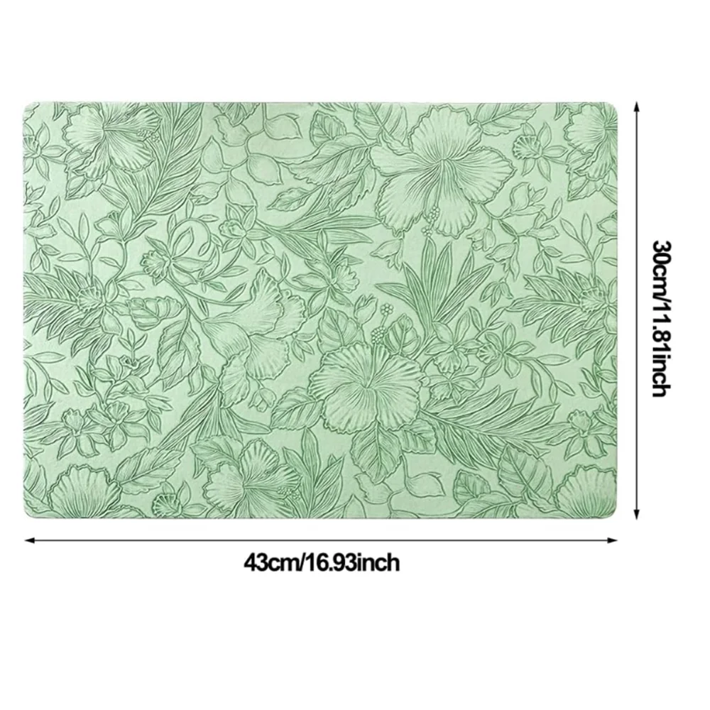 Botanical Dining Placemats – Wipe Clean Table Mats, Waterproof Non Slip Faux Leather Placemats, Double Sided Kitchen & Dining Table Mats