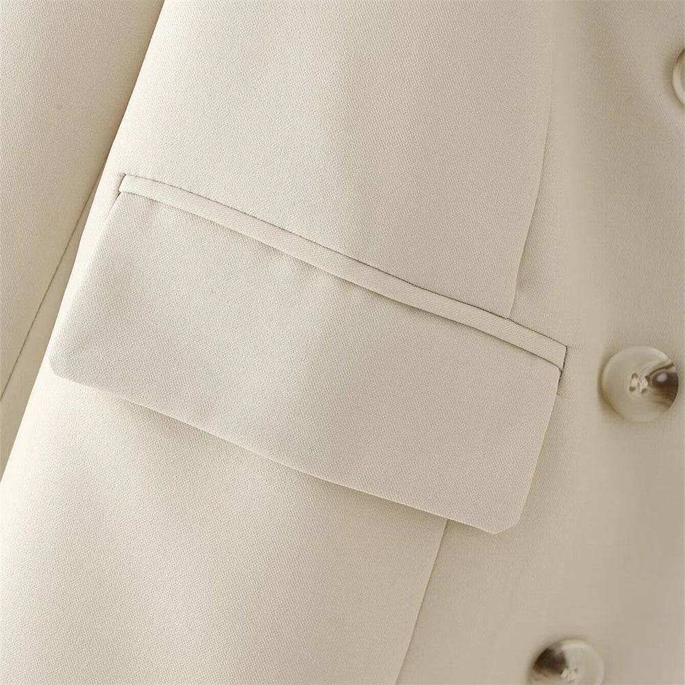Cream Double-Breasted Jacket