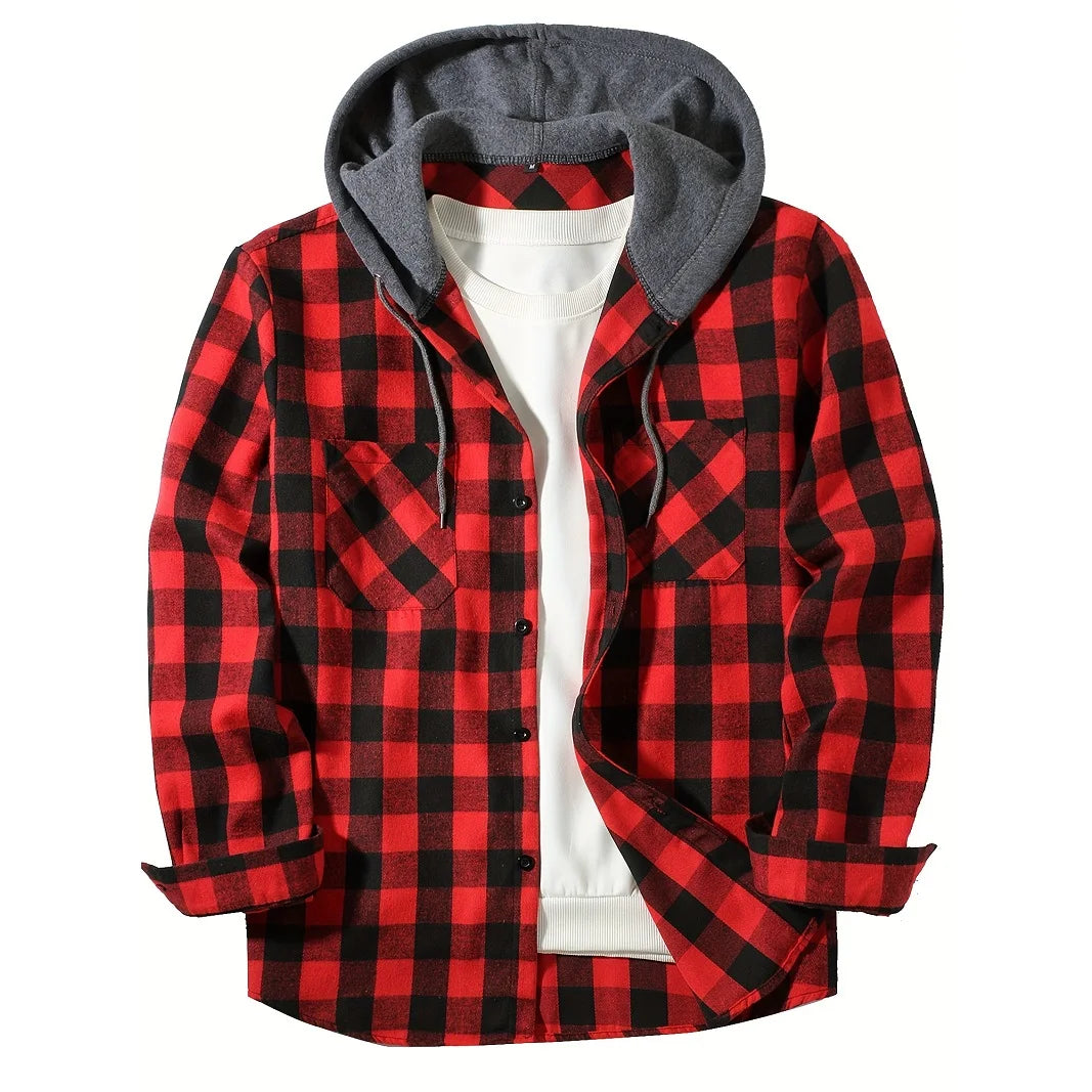 Men's Plaid Hooded Flannel Shirt