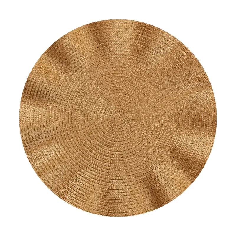 Braided Scallop Edge Placemats – Set of 6 Round 38cm Non-Slip Table Mats with Ripple Design for Dining Decor