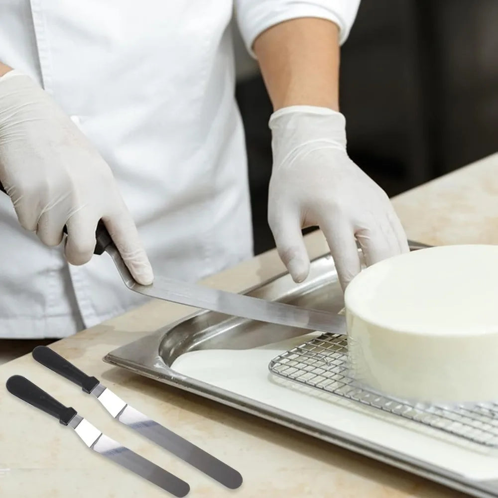 Angled Icing Spatula Set – Stainless Steel Offset Palette Knives for Cake Decorating and Pastry Baking