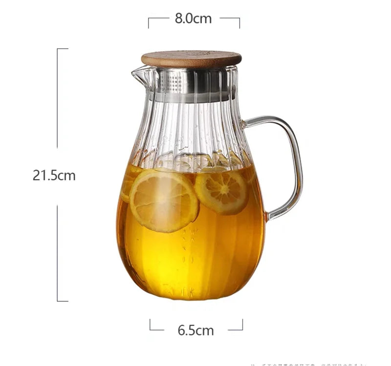 Alvero Glass Water Jug with Lid – Ribbed Kitchen Carafe
