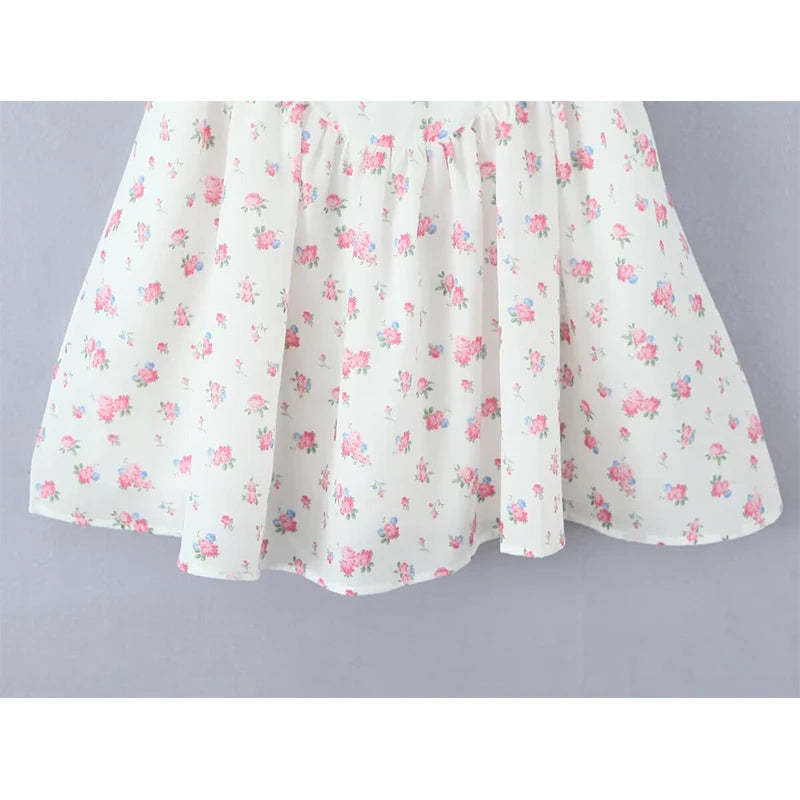Lorina White Floral Corset Mini Dress – Sweetheart Babydoll Summer Sundress with Tie Straps