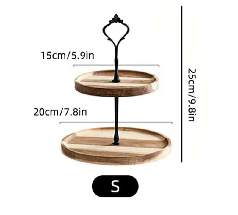 Wooden Tiered Cake Stand – 2 or 3 Tier Round Dessert Display Tray for Afternoon Tea, Wedding or Party