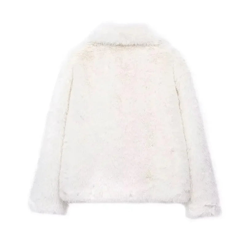 Vienna White Faux Fur Jacket – Women’s White Plush Winter Coat for Partywear & Evening Outfits