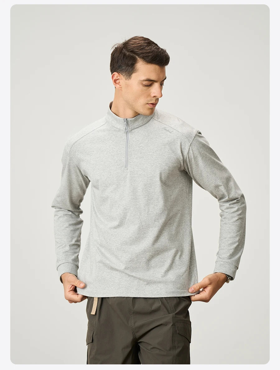 Men’s Quarter Zip Pullover – Lightweight Long Sleeve Funnel Neck Top for Casual Everyday Wear