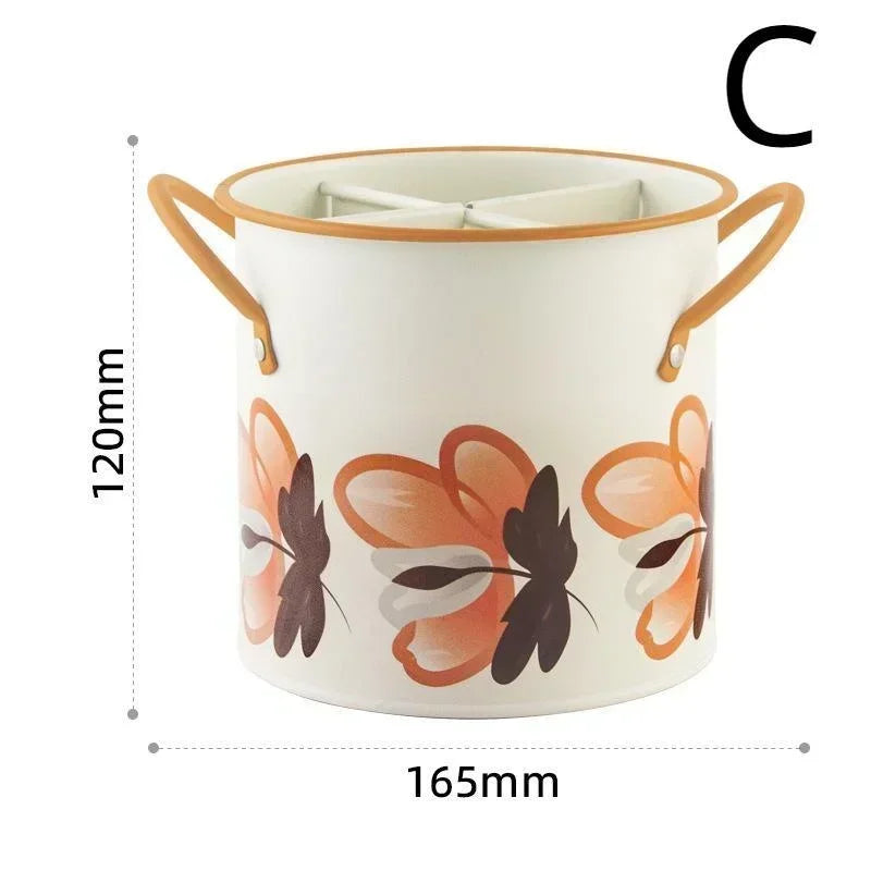 Enamel Utensil Holder – Vintage Kitchen Utensil Pot & Cutlery Storage Jar