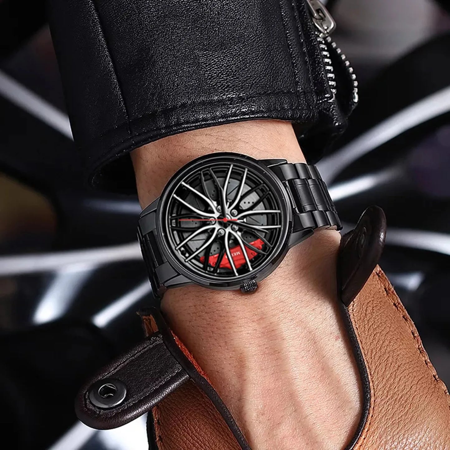 Men's Racing-Inspired Wheel Rim Watch
