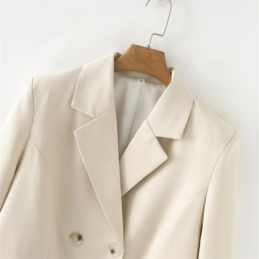 Cream Double-Breasted Jacket