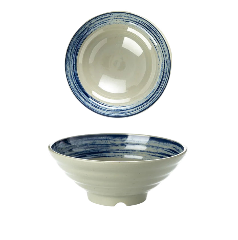 Hand-Painted Noodle Bowls – Large, Medium, Small Ramen, Pho & Soup Bowl Set in Brown, Blue, Green, Yellow