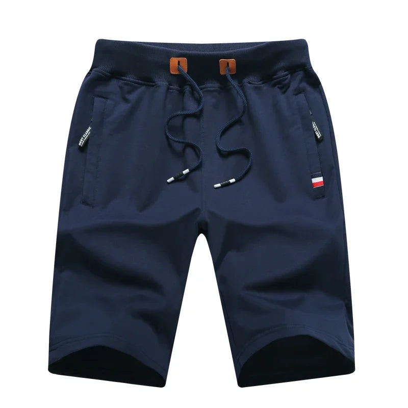 Men’s Summer Cotton Drawstring Shorts – Casual Knee-Length Bermuda Shorts in White, Black, Navy, Grey & Green