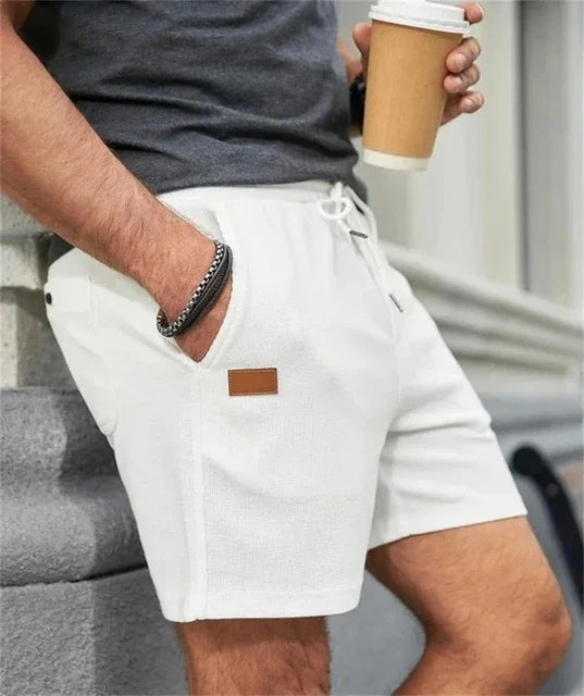 Men’s Waffle Knit Shorts – Textured Drawstring Summer Shorts with Pockets