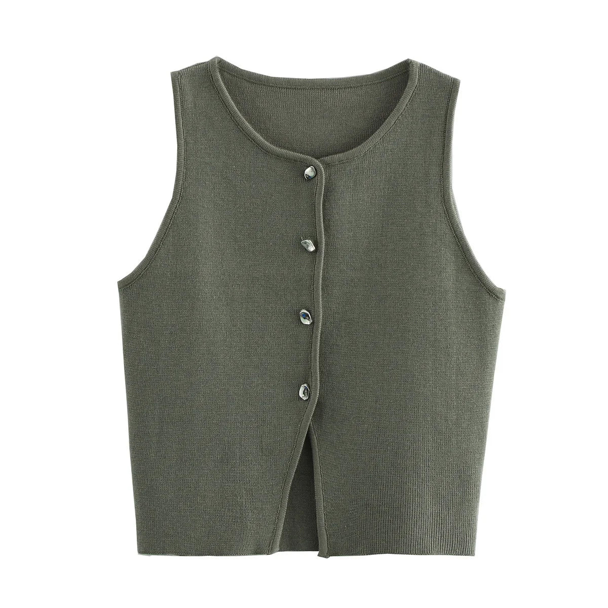 Elegant Button-Up Sleeveless Vest Top