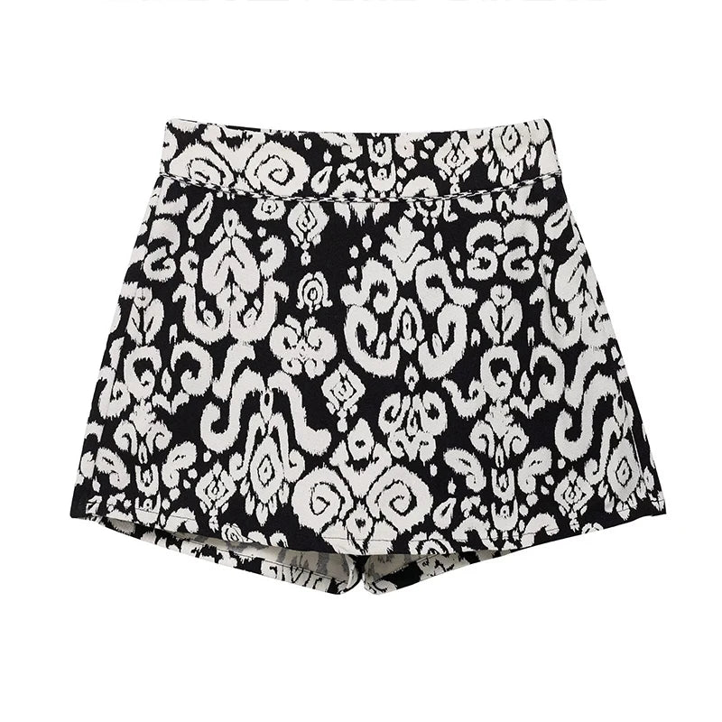 Sorellina Printed Co-Ord Set – Sleeveless Tie Waist Waistcoat and High Waist Skort Two-Piece