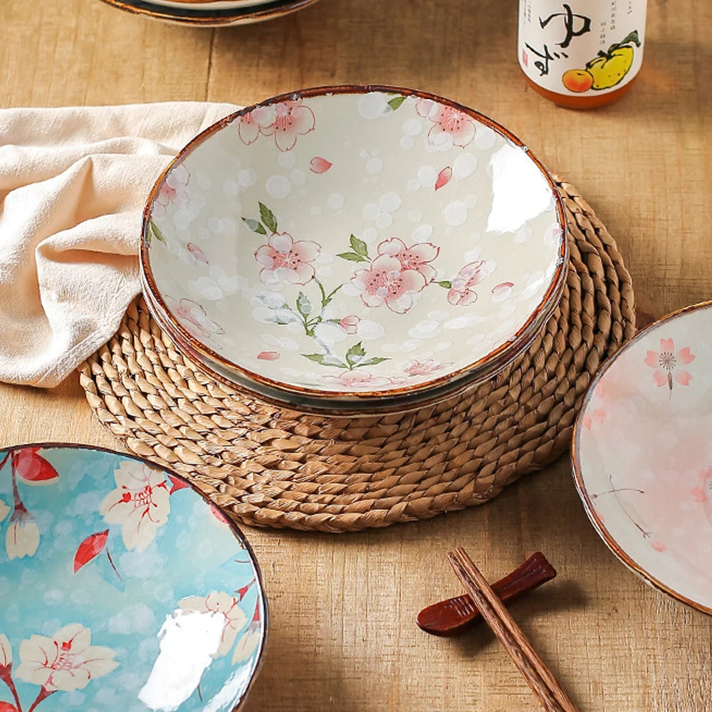 Kirei Floral Ceramic Bowl – Decorative Serving & Dining Bowls for Meals, Salads, and Desserts