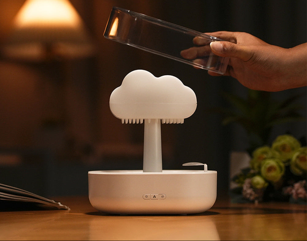 Rain Cloud Aroma Diffuser with 7-Colour LED – 200ml Essential Oil Humidifier & USB Ultrasonic Mist Sprayer