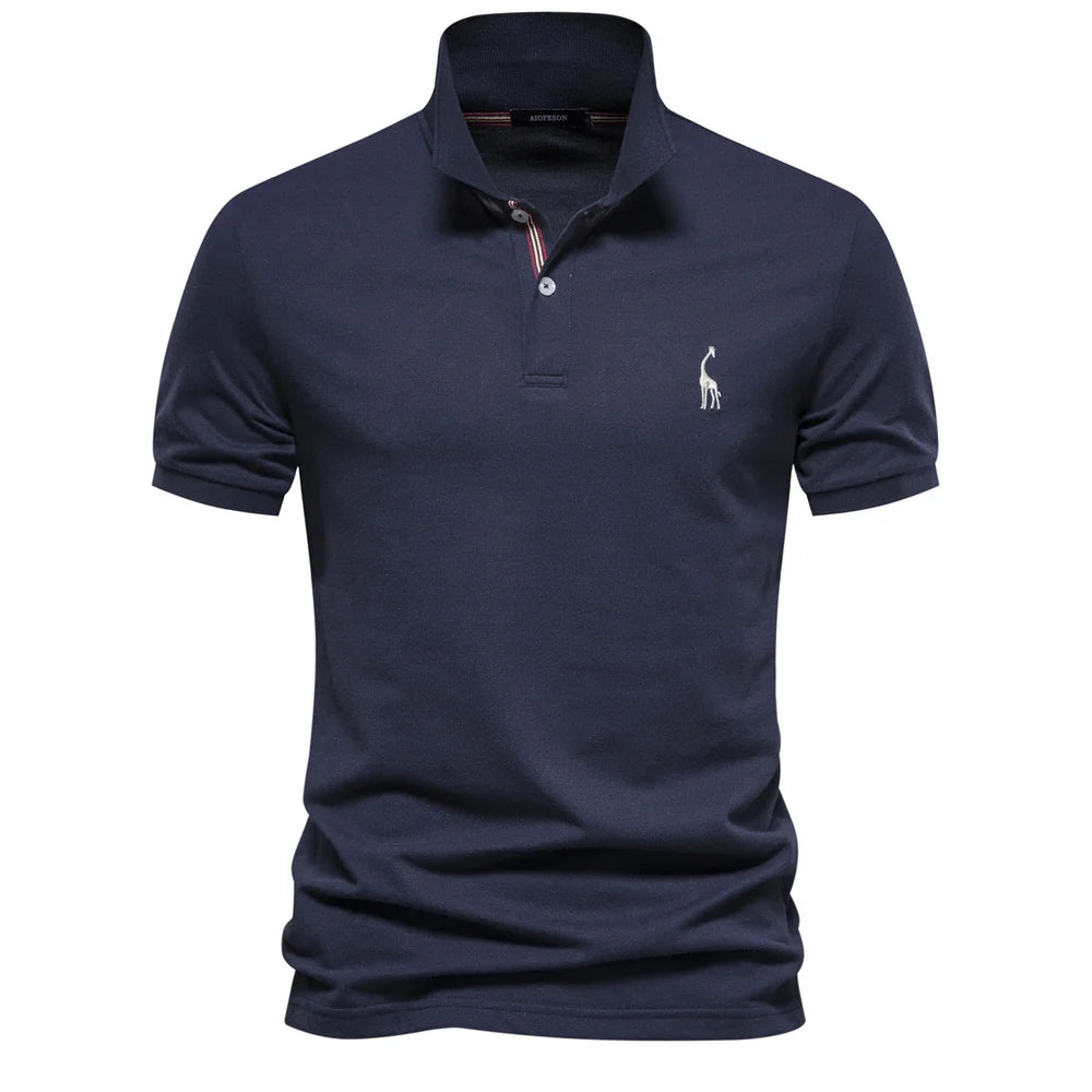 Men’s Cotton Blend Polo Shirt – Short Sleeve Casual Fit T-Shirt with Embroidered Logo and Button Collar