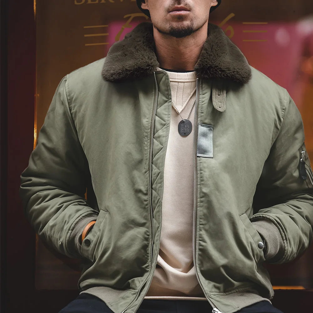 Aviator Bomber Jacket – Faux Fur Collar Utility Pocket