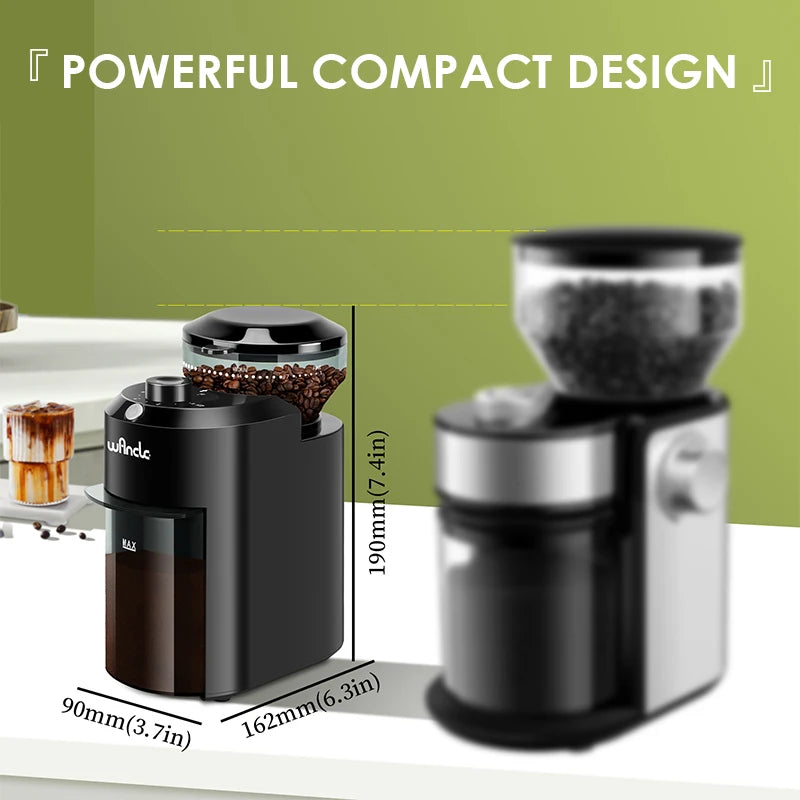 Electric Burr Coffee Grinder – Adjustable 28-Setting Flat Burr Mill for Espresso, French Press, Filter & Cold Brew