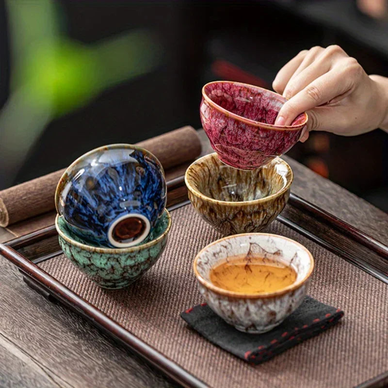 Nara Glaze Ceramic Tea Bowl Gift Set – 5 Piece Ceramic Cups for Herbal Tea, Afternoon Tea & Coffee at Home