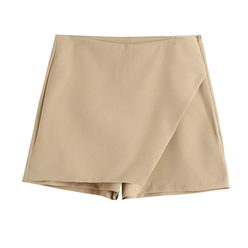 Arlana Asymmetric High Waist Skort – Women’s Tailored Mini Shorts Skirt