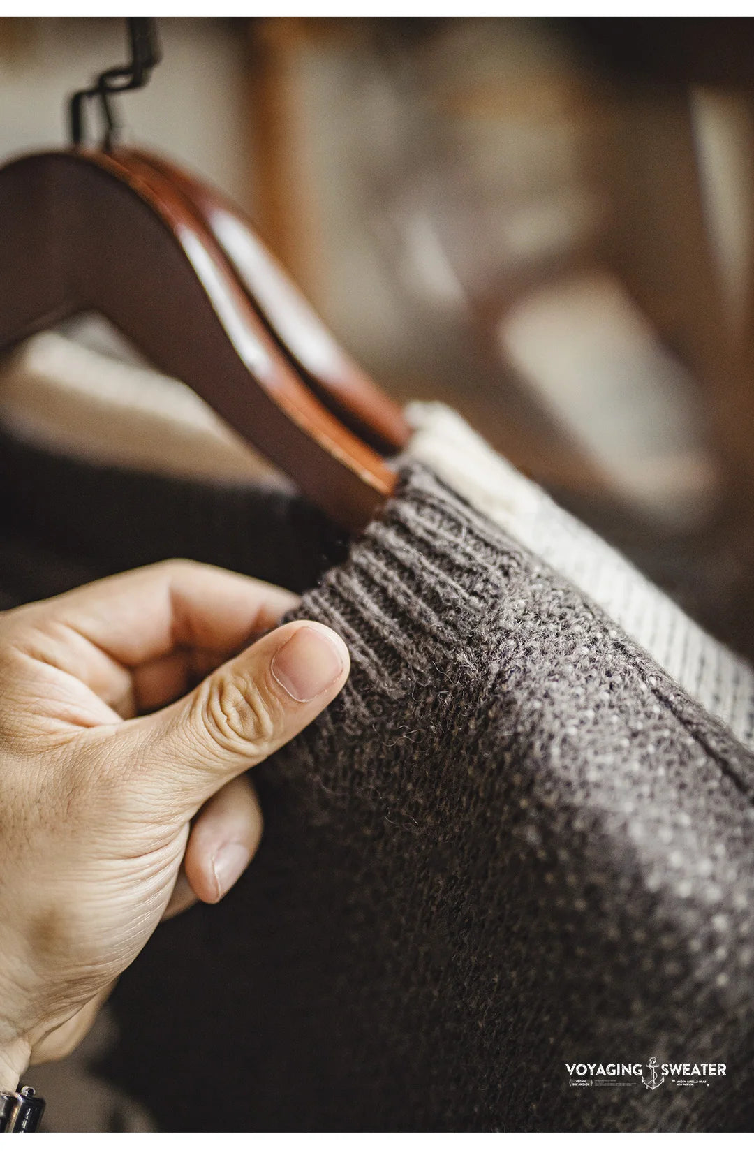 Branford Men’s Anchor Knit Sweater – Graphic Round Neck Pullover for Autumn Winter Layering