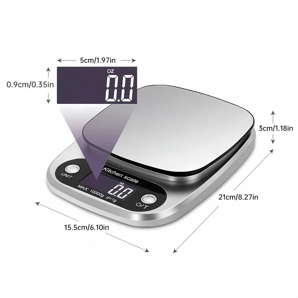 Digital Kitchen Weighing Scale – Stainless Steel Food Scale with LCD Display & High Precision Sensors