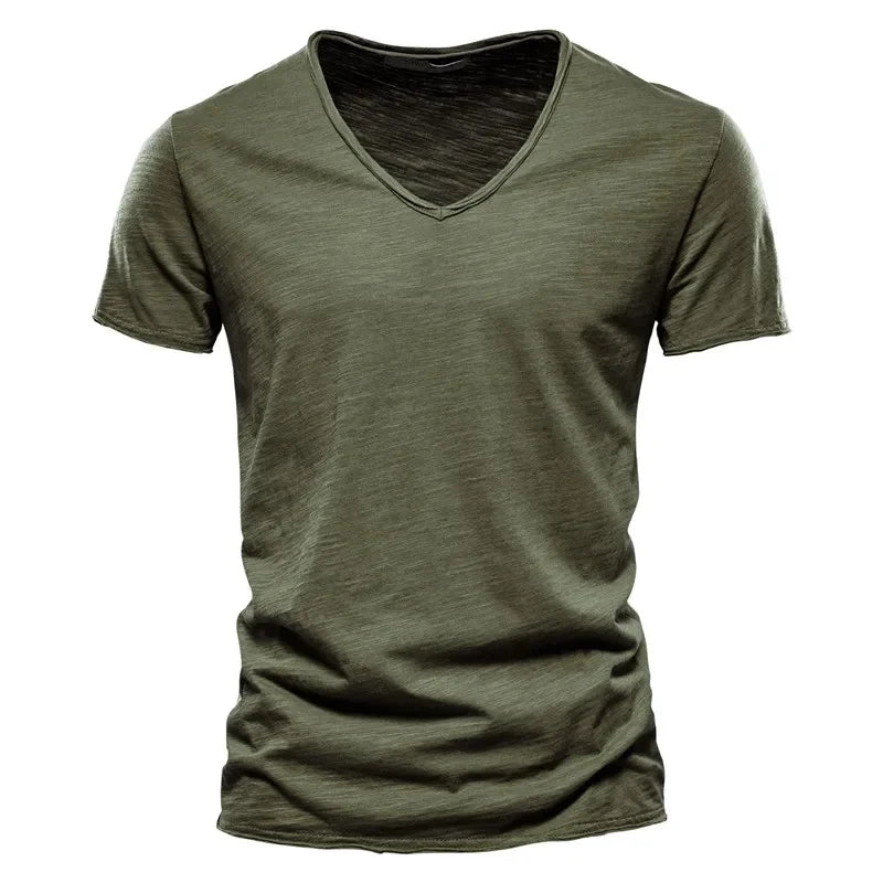 Men’s 100% Cotton V-Neck T-Shirt – Slim Fit Lightweight Short Sleeve Casual Tee
