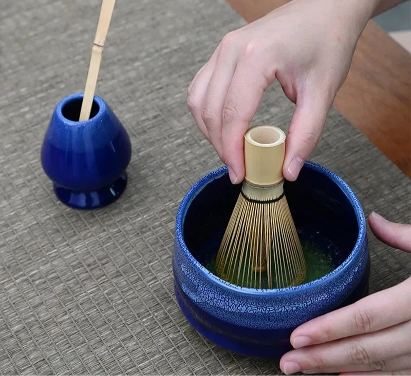 4 Piece Matcha Tea Set with Ceramic Bowl & Accessories – Japanese Matcha Making Kit in Various Colours