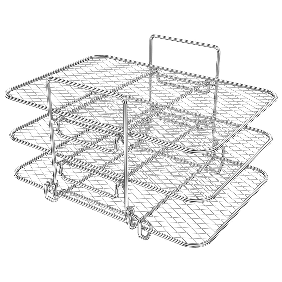 3-Piece Stackable Mesh Cooking & Baking Trays – Stainless Steel Cooking, Baking, Grilling and Cooling Racks