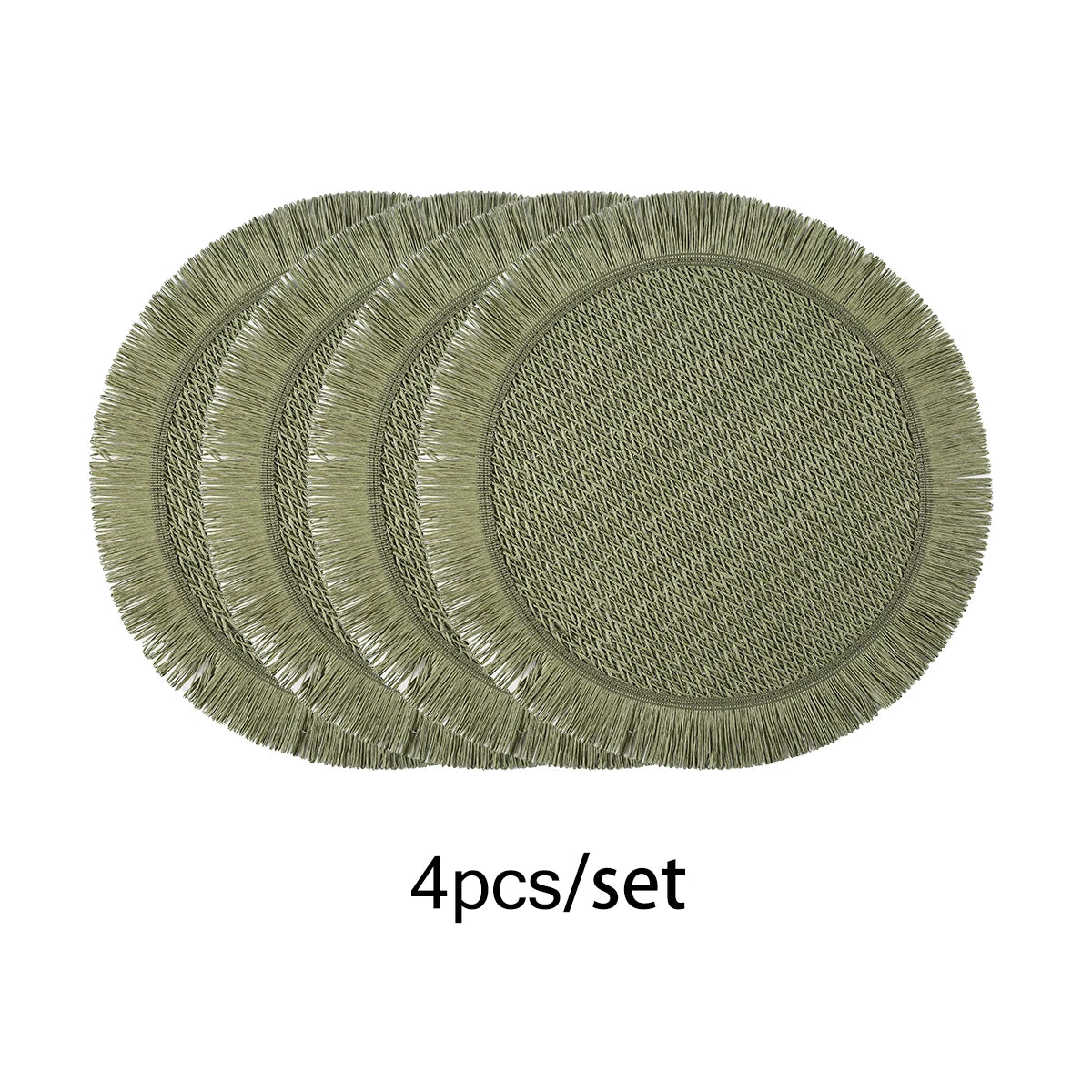 Boho Woven Fringe Placemat – Rustic Round Dining Mat for Indoor & Outdoor Table Settings
