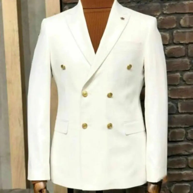 Men’s Double-Breasted Blazer – Black Or White Formal Suit Jacket With Gold & Silver Buttons