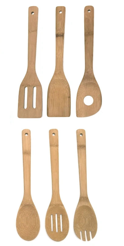 Bamboo Cooking Utensil Set – 6-Piece Wooden Kitchen Tools with Spatula, Spoon & Turner