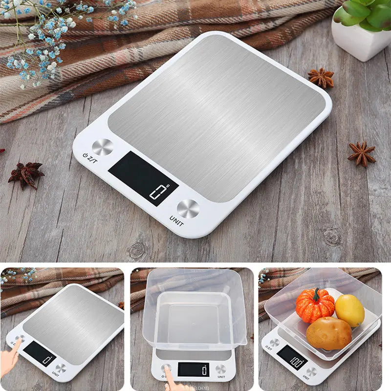 Waterproof Digital Kitchen Scale – Stainless Steel Food 5/10/15kg Weighing Scale with LCD Display & High Precision Sensors